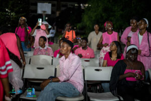 UNHRC delegates dressed in pink during socials night at LTMUN 2026.